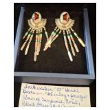 Southwestern Style Sterling Silver Inlay Earrings