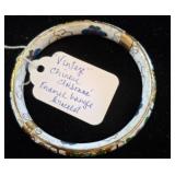 White Cloisonnï¿½ Enamel Floral Bangle Bracelet