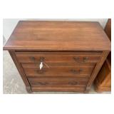 Wood Three-Drawer Dresser with Brass Pulls