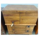Wood Ice Chest With Metal Lined Compartments