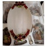 Holiday-Themed Platter and nativity Figurine Set