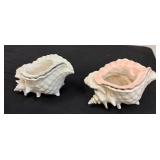 Two Ceramic Shell-Shaped Planters