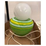 Green Glass Table Lamp with Swirled Design