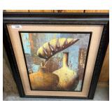Framed Still Life Artwork With Two Vases w14