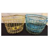 Yellow and Blue Metal Wire Baskets