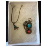 Silver Jewelry with Turquoise and Coral Stones