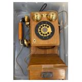 Wood Wall Telephone with Rotary Dial