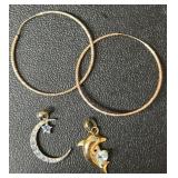 Sterling Hoop Earrings and Charms
