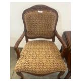 Wooden Armchair With Upholstered Seat