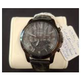 Fossil Wristwatch with Black Leather Strap