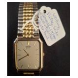 Seiko Quartz Rectangle Watch with Two-Tone Band