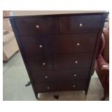 Dark Wood Chest of Drawers With Six Knobs