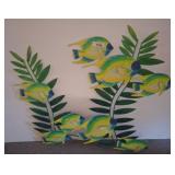 Wall Art With Fish And Green Leaf Design