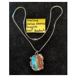Sterling Pendant with Turquoise and Coral Inlay