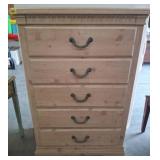 Five-Drawer Wooden Chest With Marble look Top
