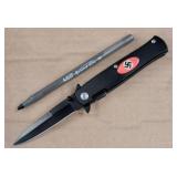 Black Folding Knife with Red Emblem