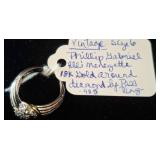 10K Gold Diamond Bypass Ring, Size 6