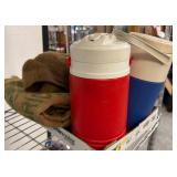 Plastic Thermoses and Burlap Sacks