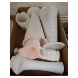 White Milk Glass Vases