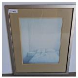 Framed Artwork of Minimalist Bedroom Scene w5