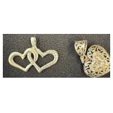 Two Heart-Themed Sterling ï¿½Pendant Charms