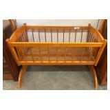 Wooden Rocking Cradle with Spindle Design