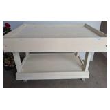 Wooden Utility Table on Casters, Painted Finish