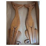 Carved Wooden Cat Sculptures