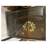 Two Decorative Trays with Painted Designs