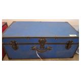 Blue Storage Trunk With Metal Accents
