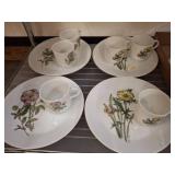 JSC 'Flower Garden' Cups and Saucers Set