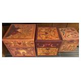 Three Folk Art-Style Decorative Boxes