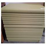 Green Wooden Side Table with Grooved Design