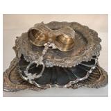 Ornate Silver-Plated Tazza and Biscuit Server