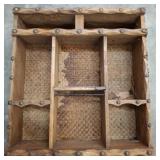 Wooden Sectioned Storage Tray with Woven Base
