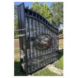 Black Wrought Iron Double Gates Deer Design