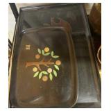 Two Decorative Trays with Painted Designs