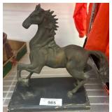Cast Metal Horse Sculpture on Rectangular Base