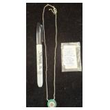 Sterling Silver Malachite Pendant Necklace