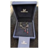 Swarovski Necklace With Red Teardrop Accents