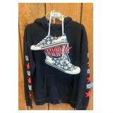 Graphic Hoodie and Floral Sneakers Ensemble