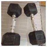 Rubber-Coated Hex Dumbbells, 10 lb Each
