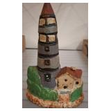 Painted Cast Iron Lighthouse Figural Doorstop