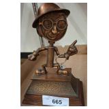 Metal Figurine With Glasses and Helmet