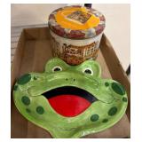 Fitz and Floyd Frog Plate & Decorative Tin
