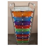 Metal Rolling Cart with Multicolor Storage Drawers