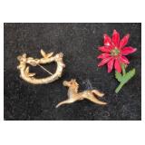 Trio of Costume Jewelry Brooches