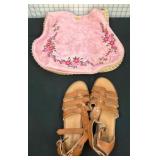 Pink Embroidered Bag and Brown Sandals