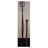Iron Tongs and Rustic Hooked Tool