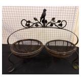 Metal Wire Basket Stand with Bird Accent